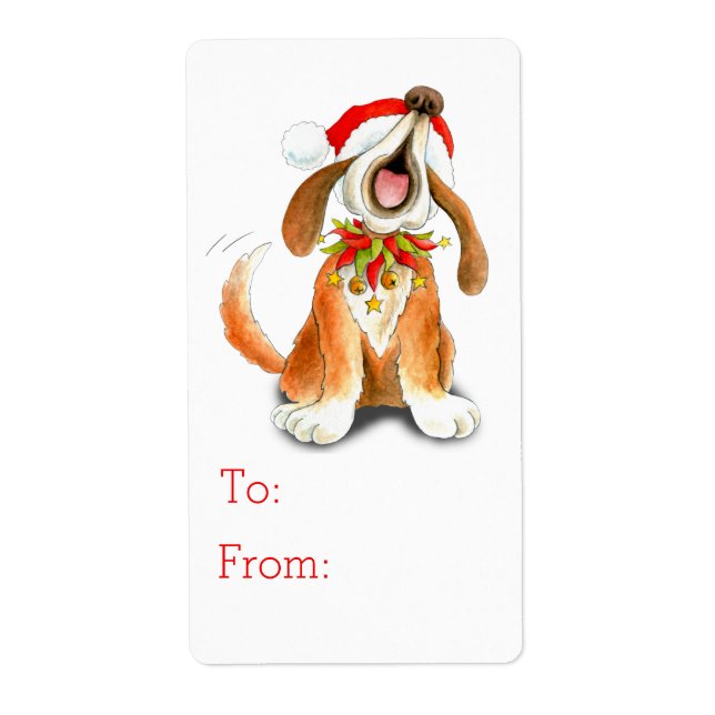 Christmas singing dog gift tag (to and from) (Front)