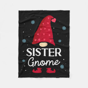 Christmas Sister Gnome Dwarf Garden Gnome Family  Fleece Blanket
