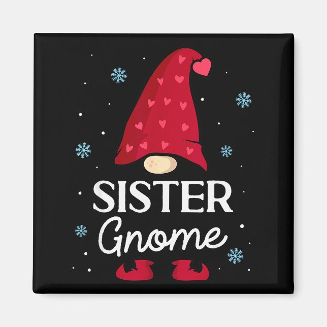 Christmas Sister Gnome Dwarf Garden Gnome Family  Magnet (Front)