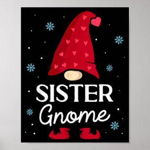 Christmas Sister Gnome Dwarf Garden Gnome Family  Poster