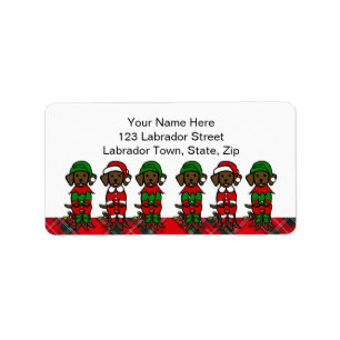 Christmas Six Chocolate Lab Puppies Label