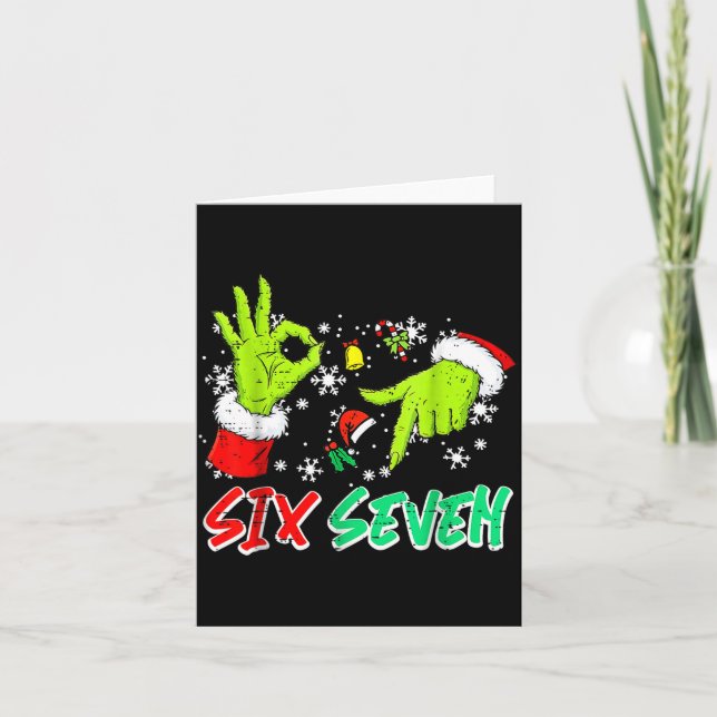 Christmas Six Seven 67 Funny Meme 6 7 Xmas Women M Card (Front)