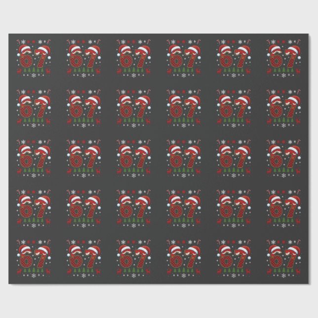 Christmas Six Seven 67 Santa Xmas Gen Alpha Wrapping Paper (Flat)