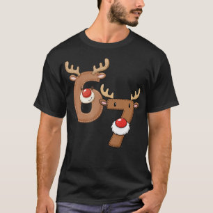 Christmas Six Seven 6 7 Meme Reindeer Boys Girls M T-Shirt