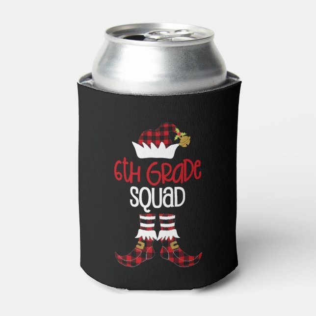 Christmas Sixth Grade Squad Elf Teacher Student Can Cooler (Can Front)