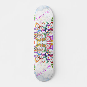 Christmas Skateboard Gift Happy Snowmans Party
