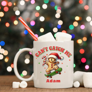 Christmas Skateboarding Gingerbread Man Coffee Mug