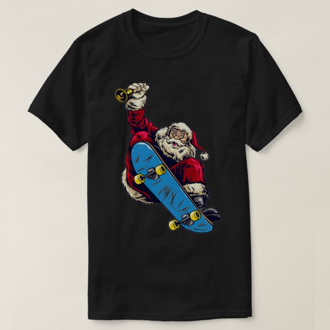 Christmas Skateboarding Santa 66 T-Shirt (Design Front)