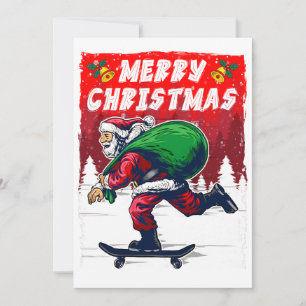 Christmas skateboarding Santa funny Holiday Card