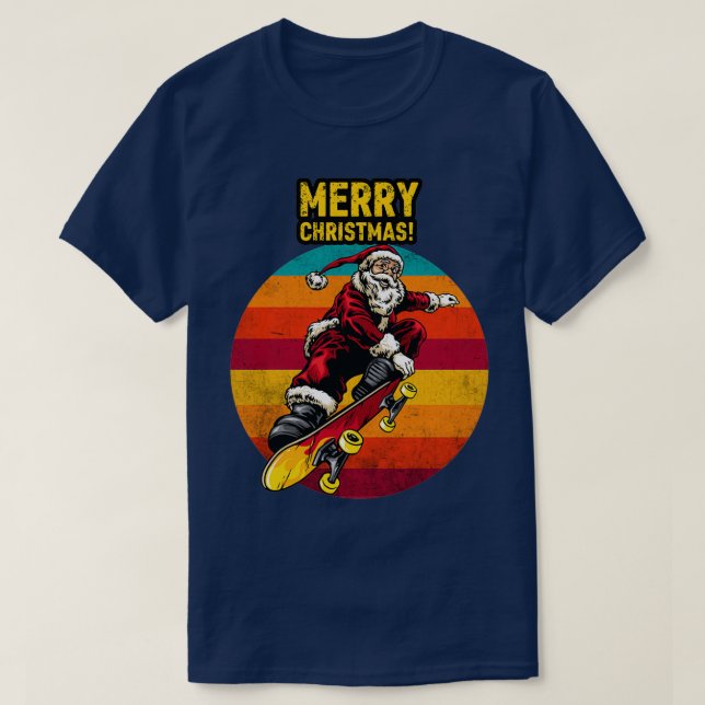 Christmas Skateboarding Santa Funny Santa Claus Gi T-Shirt (Design Front)