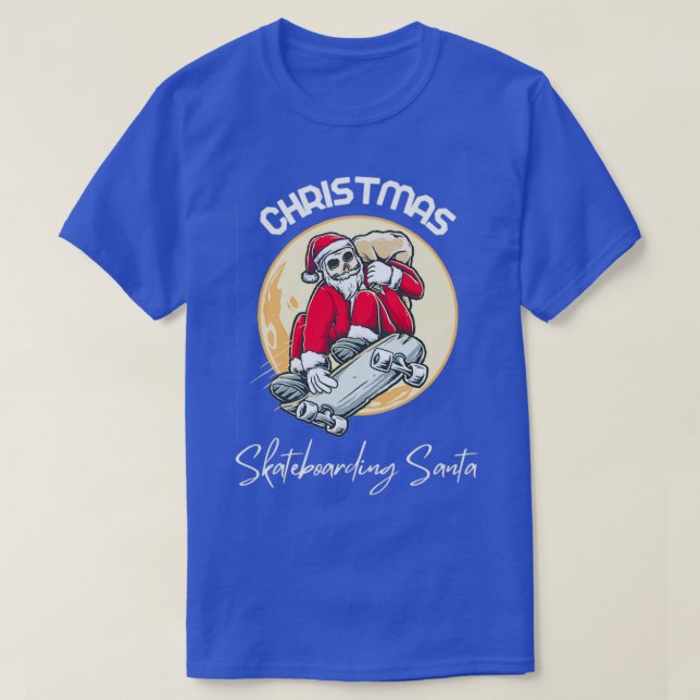 Christmas Skateboarding Santa Holidays Gift T-Shirt (Design Front)