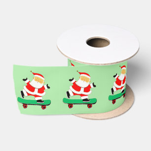 Christmas Skateboarding Santa Satin Ribbon