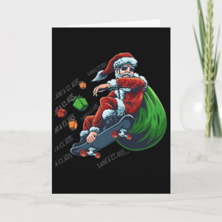 Christmas Skater Skateboarding Xmas Santa Claus Ma Card