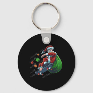Christmas Skater Skateboarding Xmas Santa Claus Ma Key Ring