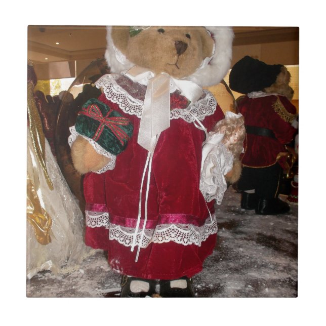 Christmas Skater Teddy Bear Collection. Ceramic Tile (Front)