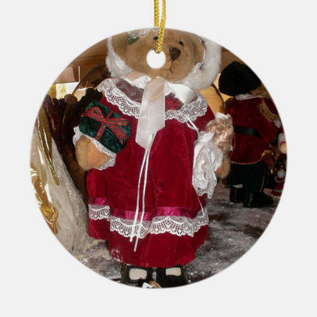 Christmas Skater Teddy Bear Collection. Ceramic Tree Decoration (Front)