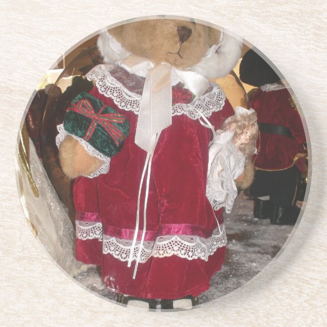 Christmas Skater Teddy Bear Collection. Coaster (Front)