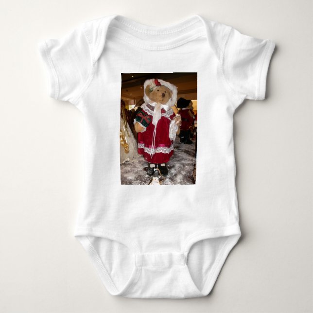 Christmas Skater Teddy Bear T-Shirt Baby Bodysuit (Front)