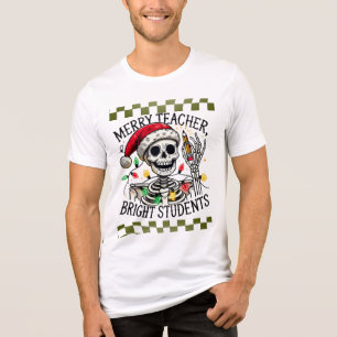 Christmas Skeleton and Candy Cane Teacher Tri-Blend Shirt
