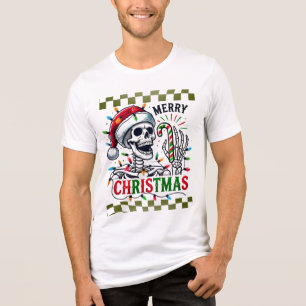 Christmas Skeleton and Candy Cane Tri-Blend Shirt