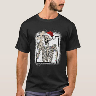 Christmas Skeleton Coffee Vintage Retro Funny T-Shirt