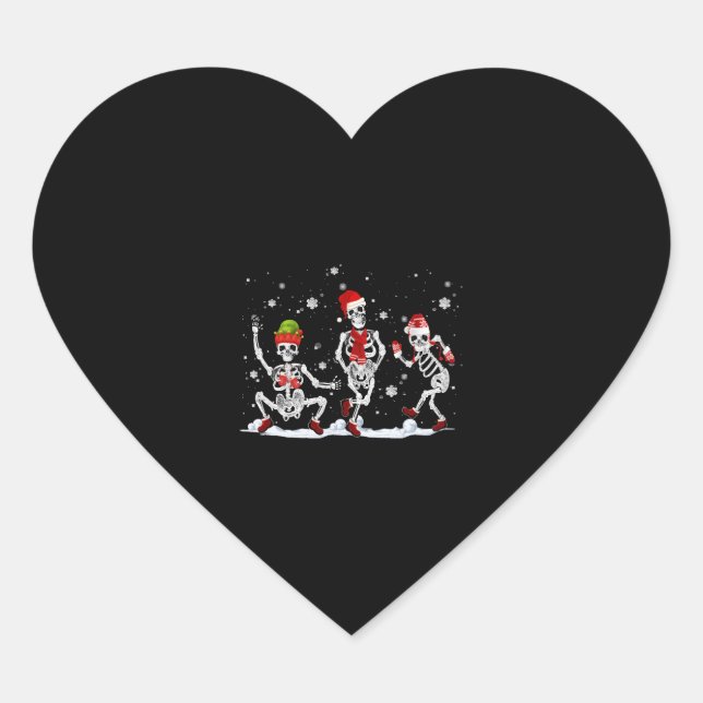 Christmas Skeleton Creepy Dancing Heart Sticker (Front)