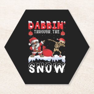 Christmas Skeleton Dab   Paper Coaster