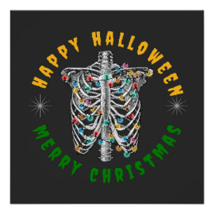 Christmas Skeleton   Funny Gnome Shirt   Halloween Poster