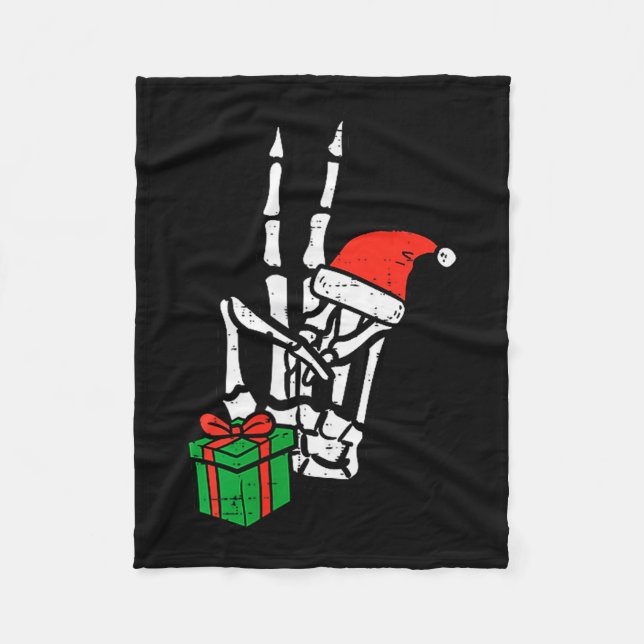 Christmas Skeleton Hand Peace Cket Xmas Men Women  Fleece Blanket (Front)