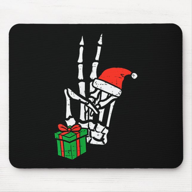 Christmas Skeleton Hand Peace Cket Xmas Men Women  Mouse Pad (Front)