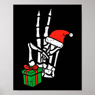 Christmas Skeleton Hand Peace Cket Xmas Men Women  Poster