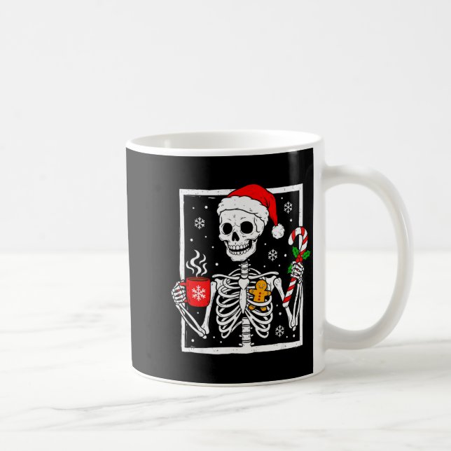 Christmas Skeleton Hat Santa Coffee Candy Cane Xma Coffee Mug (Right)