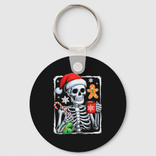 Christmas Skeleton Hot Chocolate Funny Xmas Men Wo Key Ring