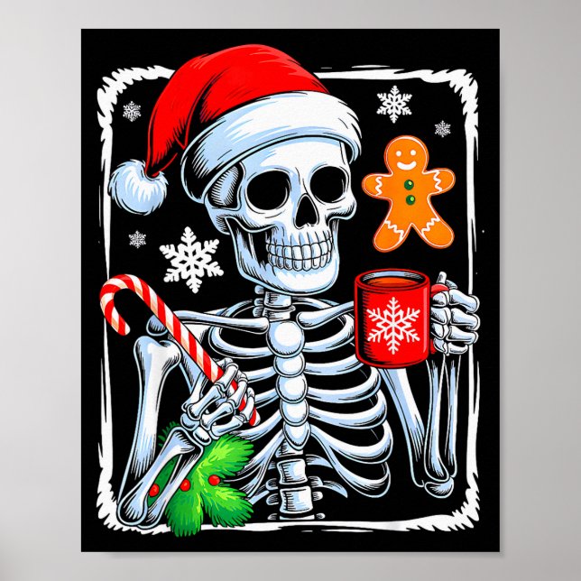 Christmas Skeleton Hot Chocolate Funny Xmas Men Wo Poster (Front)