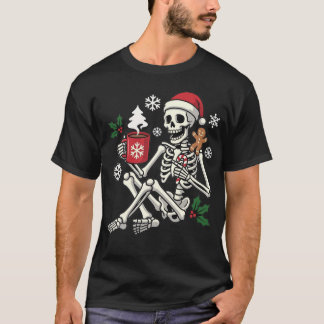 Christmas Skeleton Hot Chocolate Funny Xmas Men Wo T-Shirt