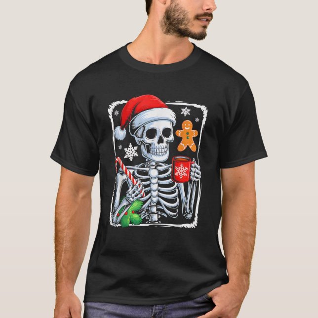 Christmas Skeleton Hot Chocolate Funny Xmas Men Wo T-Shirt (Front)