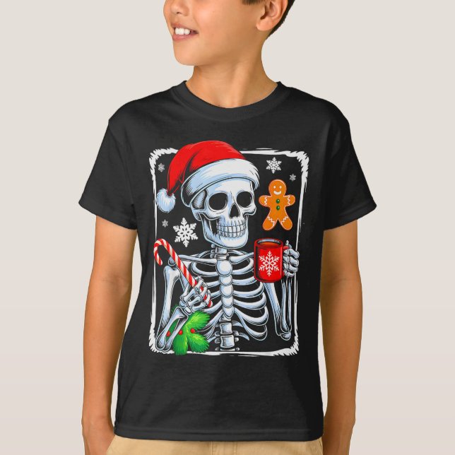 Christmas Skeleton Hot Chocolate Funny Xmas Men Wo T-Shirt (Front)