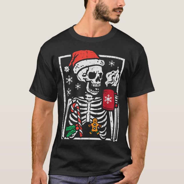 Christmas Skeleton Hot Chocolate Xmas Men  T-Shirt (Front)