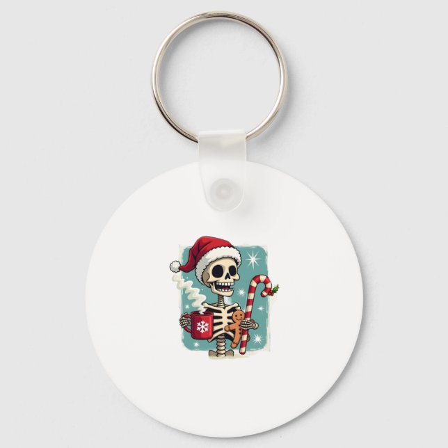 Christmas Skeleton Hot Chocolate Xmas Men Women Ki Key Ring (Front)