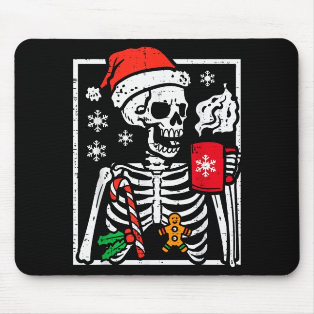 Christmas Skeleton Hot Chocolate Xmas Men Women Ki Mouse Pad (Front)