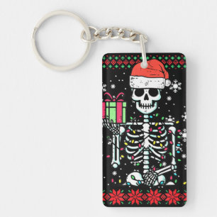 Christmas Skeleton I Prefer Halloween Ugly Xmas Key Ring