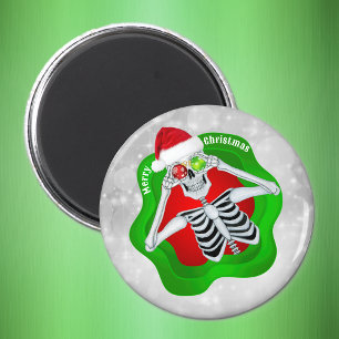 Christmas skeleton Ornaments Splatter shape Circle Magnet