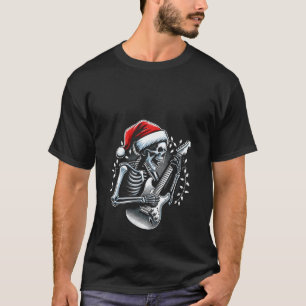 Christmas Skeleton Playing Guitar Rock And Roll Sa T-Shirt