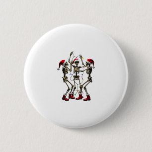Christmas Skeleton Santa Dancing Lights (1) 6 Cm Round Badge