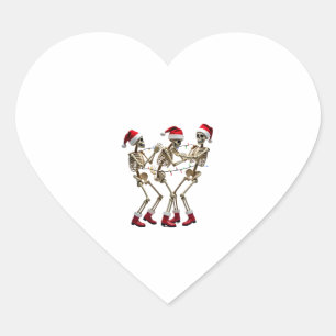 Christmas Skeleton Santa Dancing Lights (2) Heart Sticker