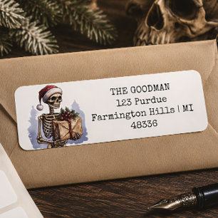 Christmas Skeleton Santa Gothic Return Address Label