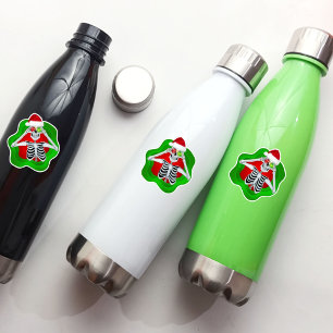 Christmas Skeleton Santa Hat Ornaments Green Red