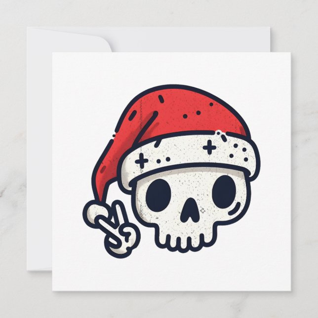 Christmas Skeleton Santa  Holiday Card (Front)
