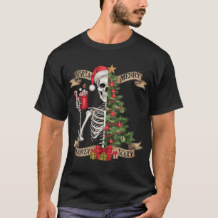 Christmas Skeleton Sorta Merry Sorta Scary Tree  T-Shirt
