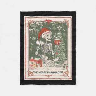 Christmas Skeleton Tarot Card The Merry Pharmacist Fleece Blanket